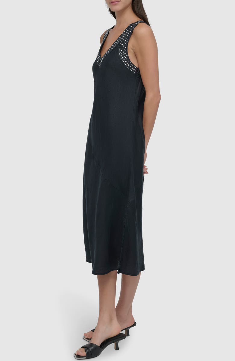 DKNY Stud Detail Linen Midi Dress, Alternate, color, 
