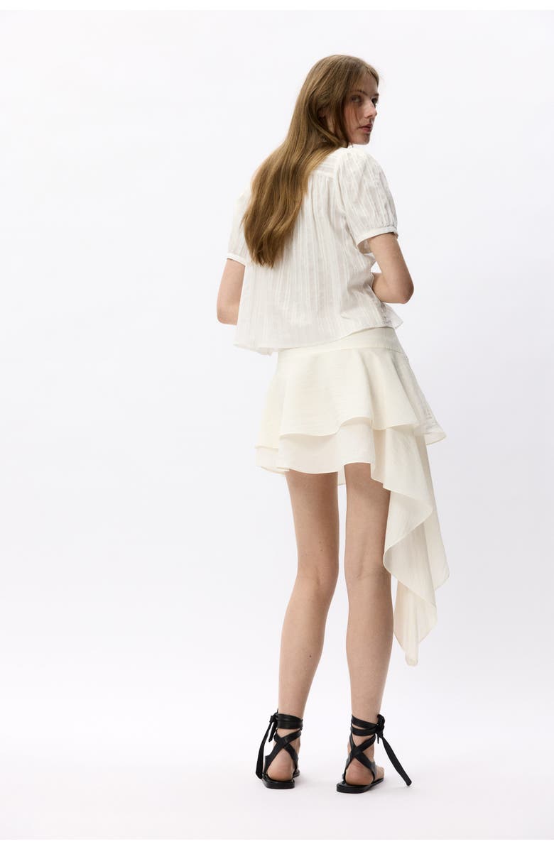 H&M Draped-panel Tiered Skirt, Alternate, color, Cream