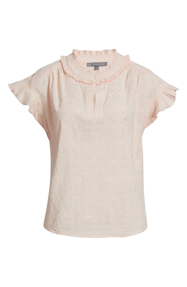 Wit & Wisdom Embroidered Split Neck Top, Alternate, color, Angel Pink