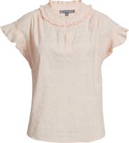 Wit & Wisdom Embroidered Split Neck Top