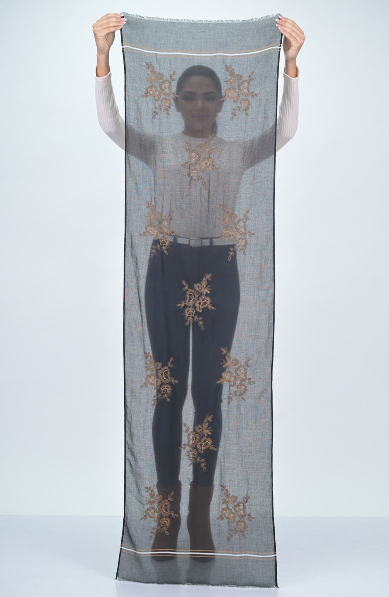 Vismaya Leopard Print Woven Scarf, Alternate, color, Grey Burgandy