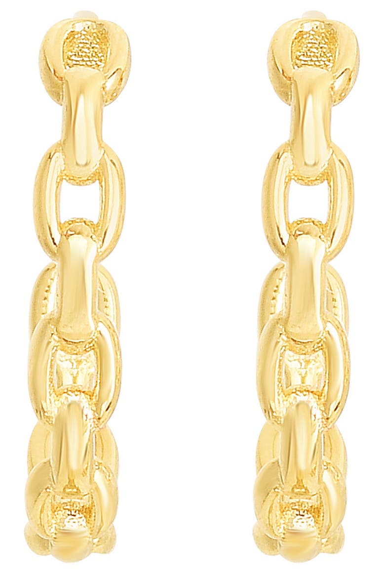 14K Gold Chain Link Hoop Earrings, Alternate, color, YELLOW GOLD