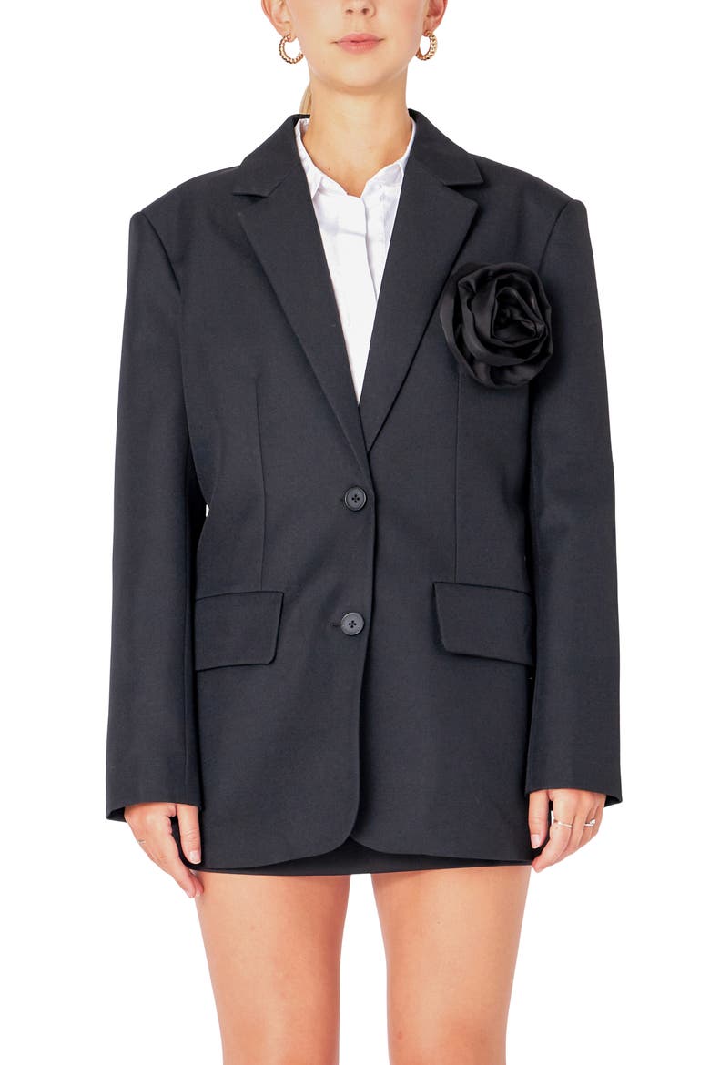 Corsage Blazer, Main, color, BLACK