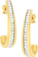 Haus of Brilliance 10K Yellow Gold 1 Ct Channel Diamond J-Hoop Earrings