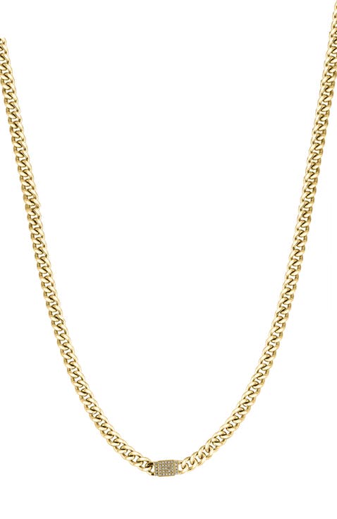 Diamond Layered Chain Necklace in Gold-Plated Sterling Silver