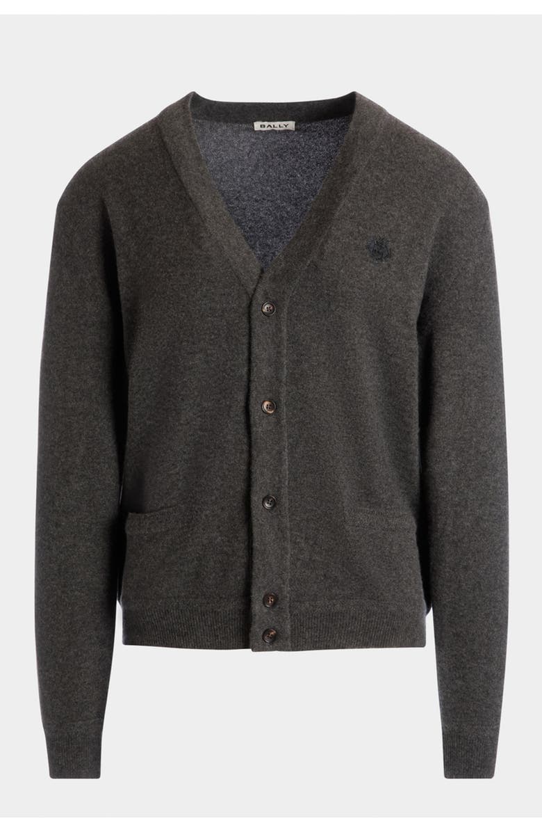 Bally Cardigan With Bally Crest Logo, Main, color, Gray