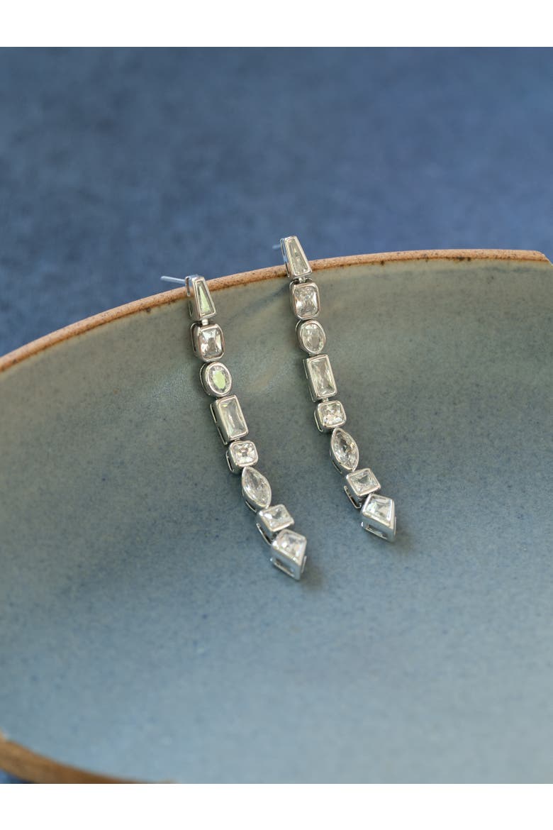 Facet Earrings, Alternate, color, Silver
