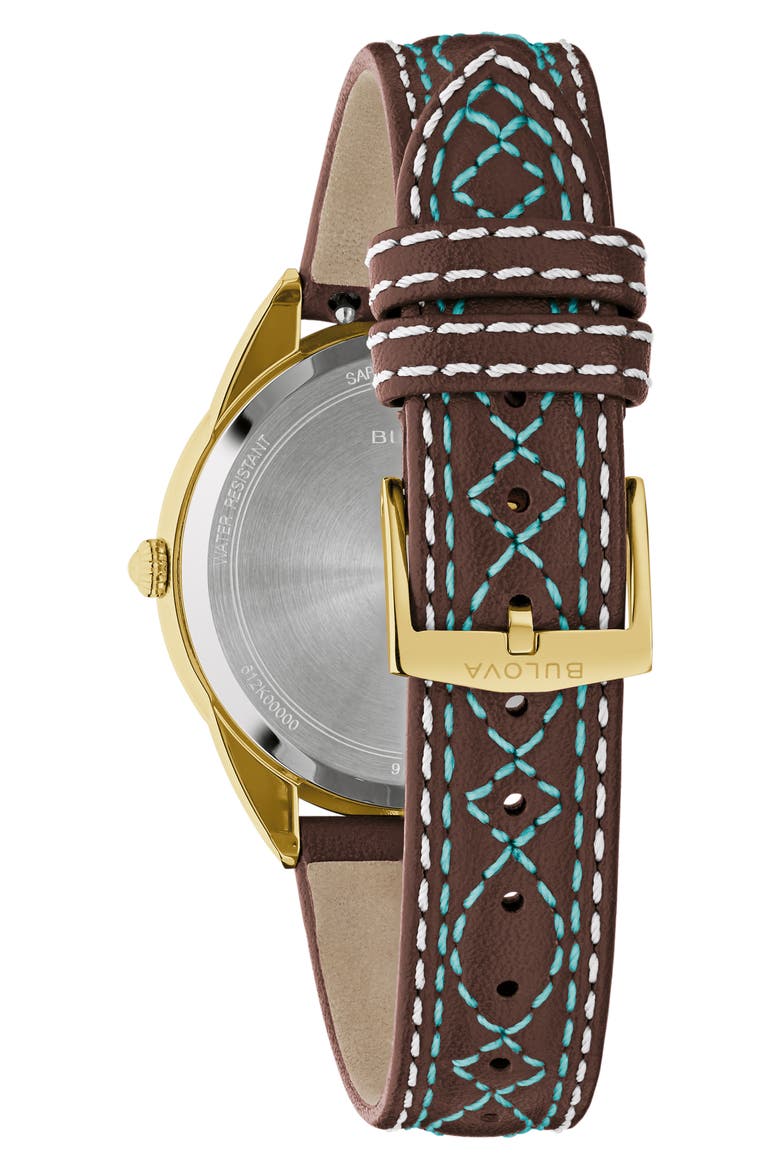 Stetson Sutton Leather Strap Watch, Alternate, color, BROWN