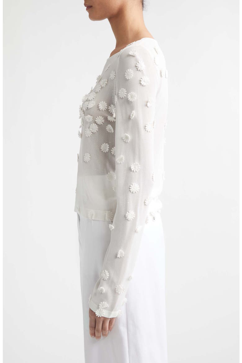 Carter Flower Appliqué Sweater, Alternate, color, 000102 IVORY