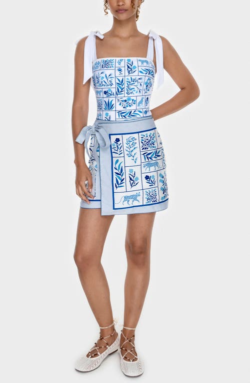 Jessie Zhao New York Swim Cover Up Skirt-blue Garden In Blue
