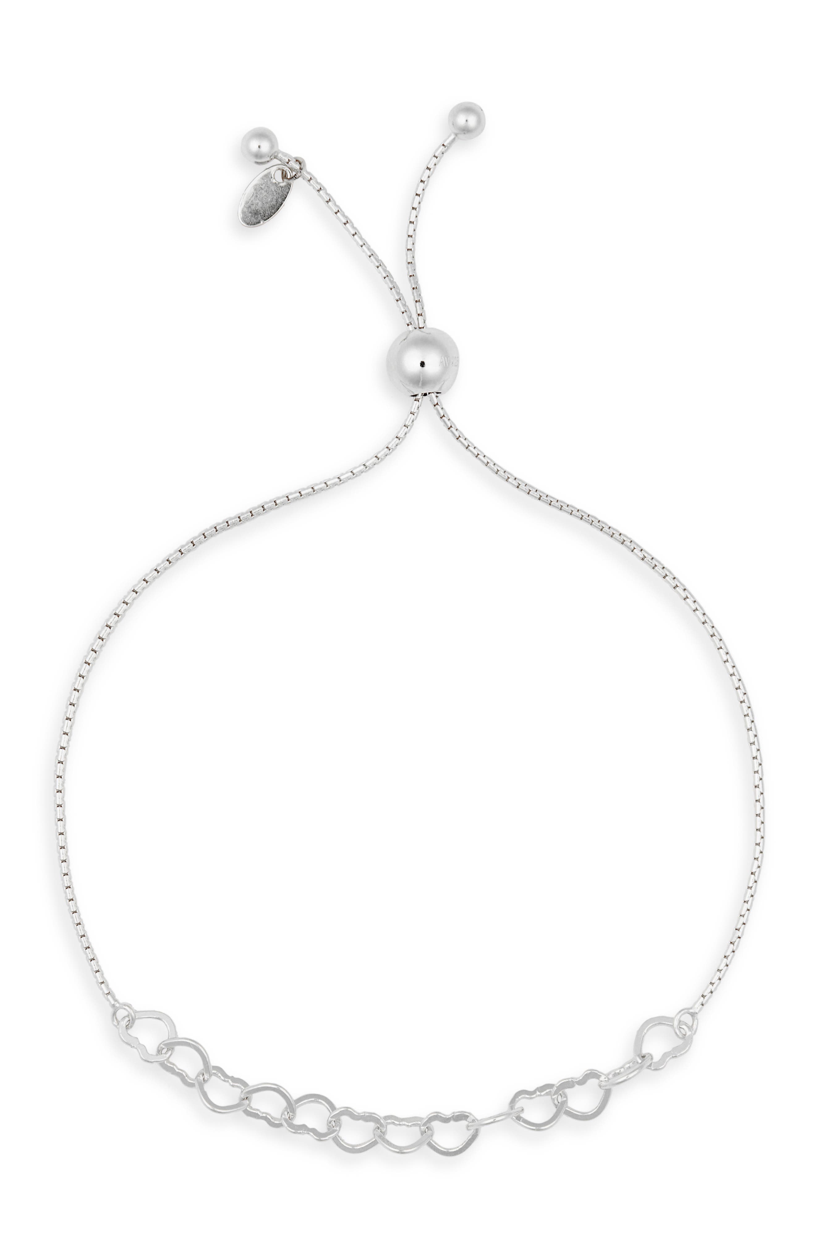 Argento Vivo Sterling Silver Micro Heart Frontal Slider Bracelet