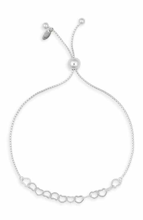 Argento Vivo Sterling Silver Micro Heart Frontal Slider Bracelet