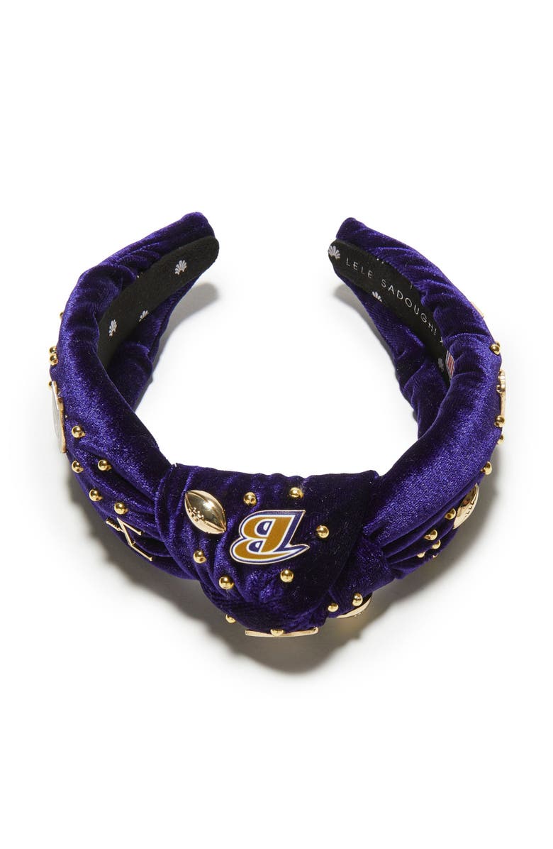 Lele Sadoughi Baltimore Ravens Embellished Knotted Headband, Alternate, color, Purple 500