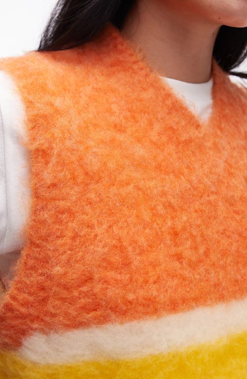 Shop Topshop Stripe Fluffy Sweater Vest