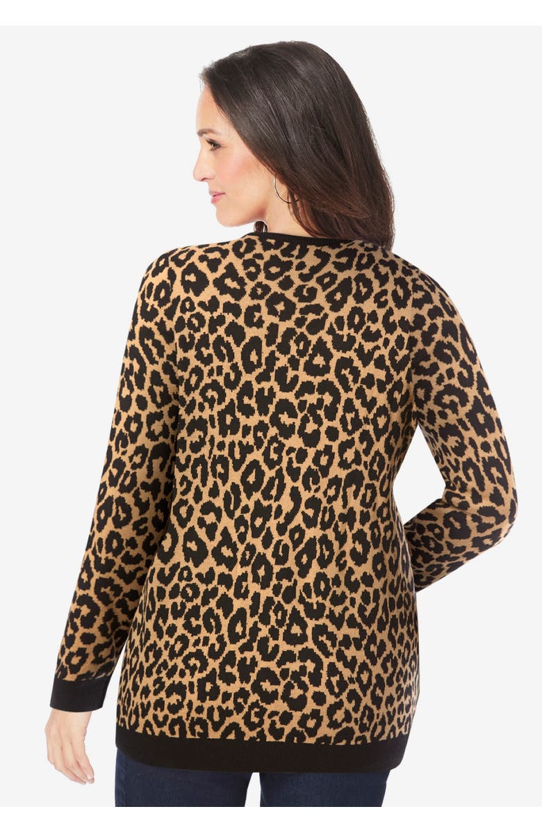 Jessica London Fine Gauge Cardigan, Alternate, color, Neutral Classic Cheetah