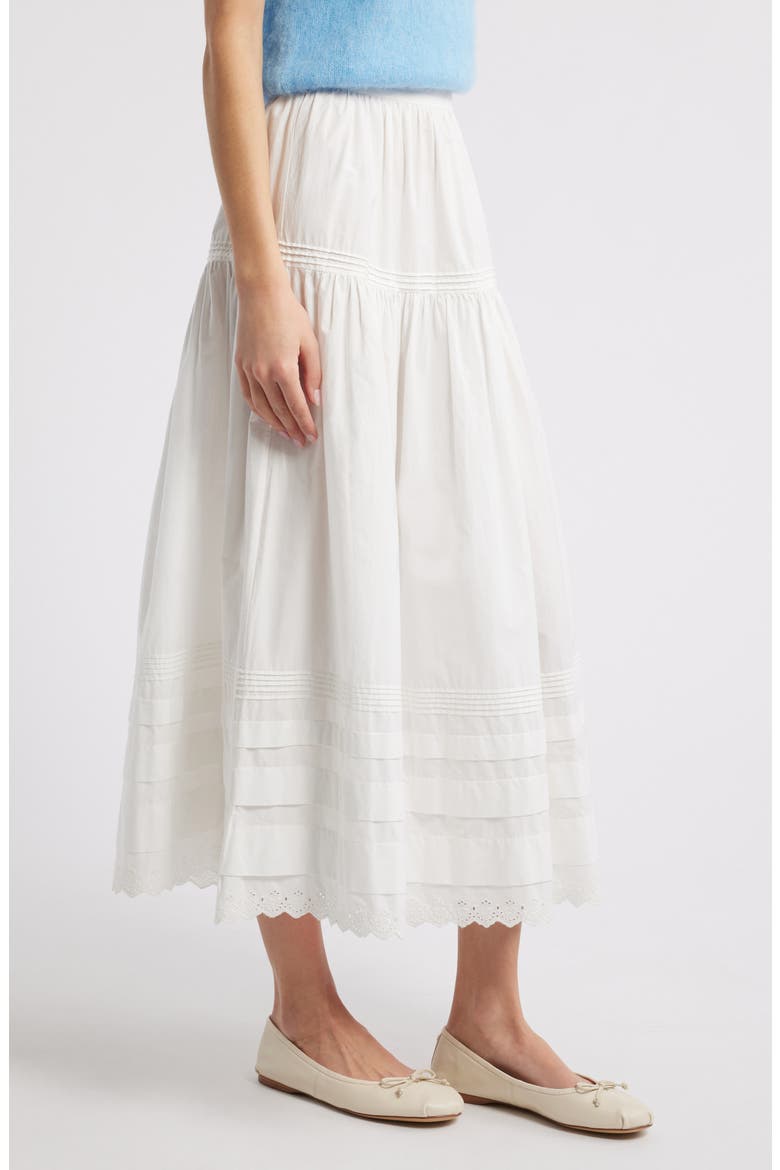 Sebastiane Tiered Organic Cotton Poplin Maxi Skirt, Alternate, color, POWDER