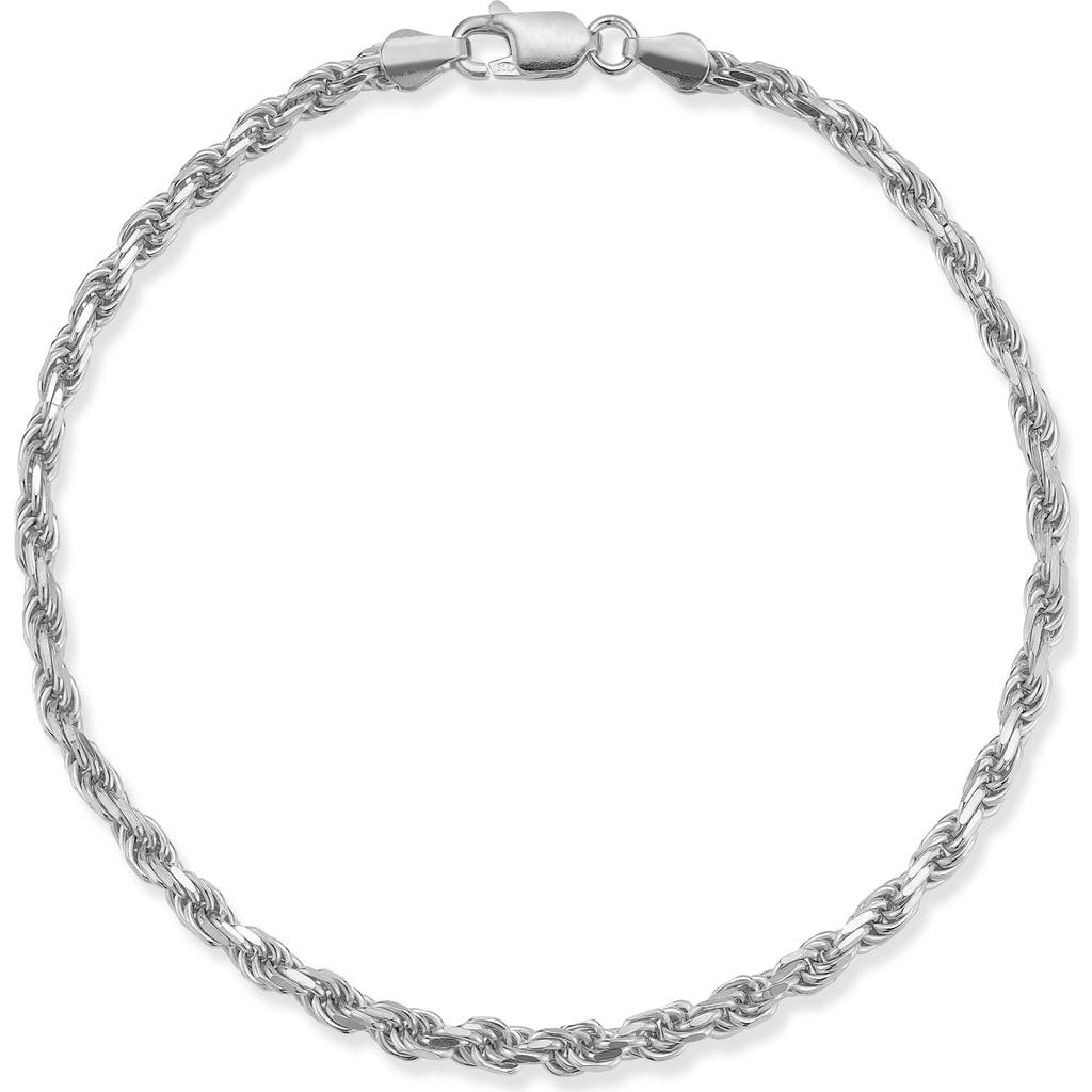Yield Of Men 3mm Rope Chain Bracelet In Silver