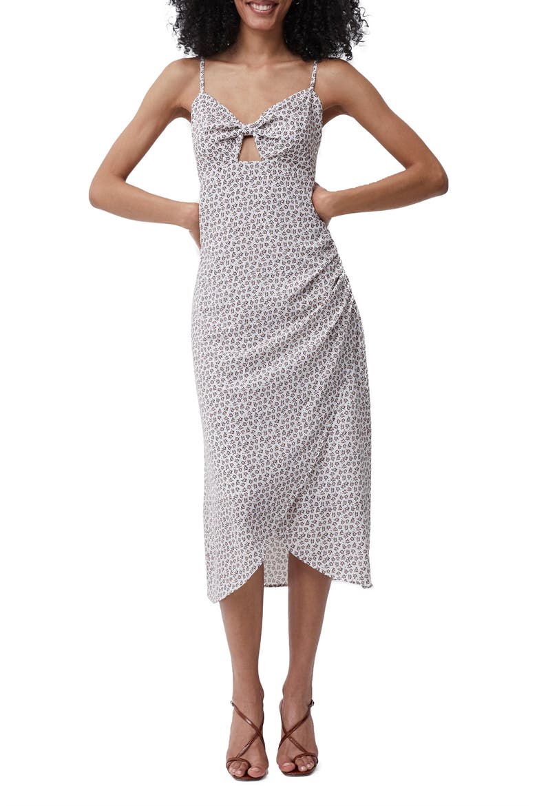 Aura Ditsy Tie Front Sleeveless Crepe Dress, Main, color, SUMMER WHITE MULTI