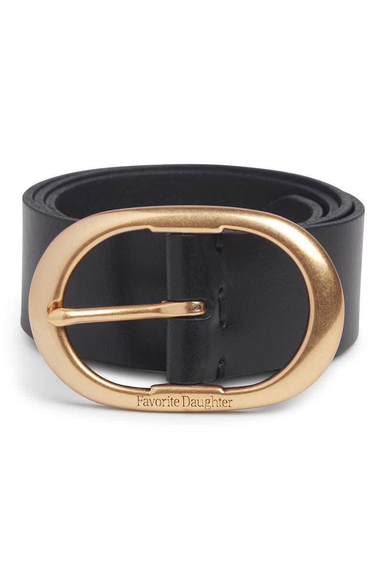The Contour Leather Belt, Alternate, color, BLACK/ANTIQUE BRASS