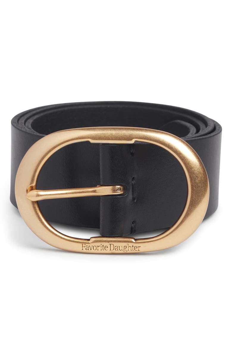 Favorite Daughter The Contour Leather Belt, Alternate, color, Black/Antique Brass