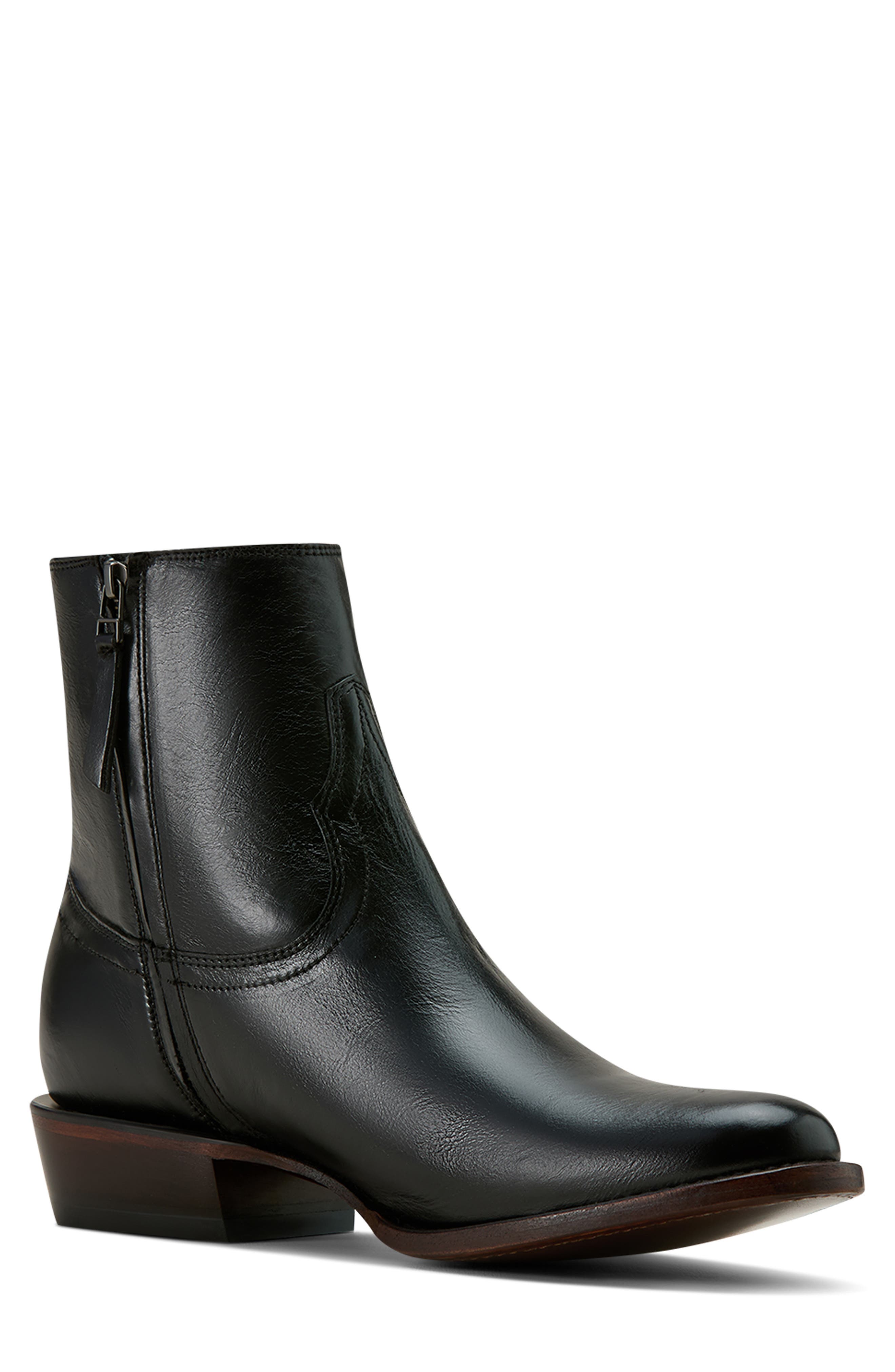 Ariat Barrett Almond Toe Boot, Alternate, color, Inkwell Black