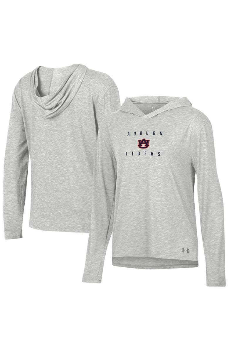 Under Armour Women's Under Armour Heather Gray Auburn Tigers Super-Soft Breezy Long Sleeve Tri-Blend Hoodie T-Shirt, Main, color,