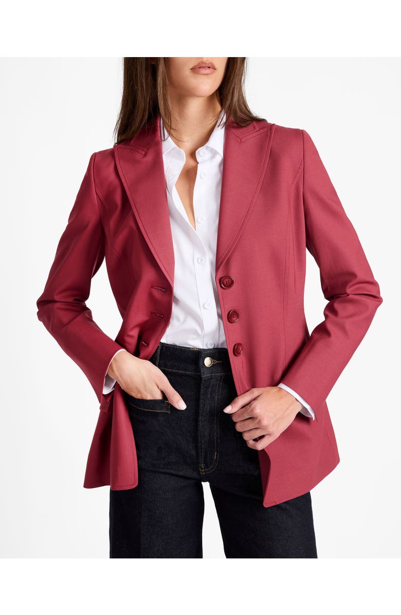 Santorelli Freya Three Button Jacket in Stretch Wool, Alternate, color, Crushed Berry