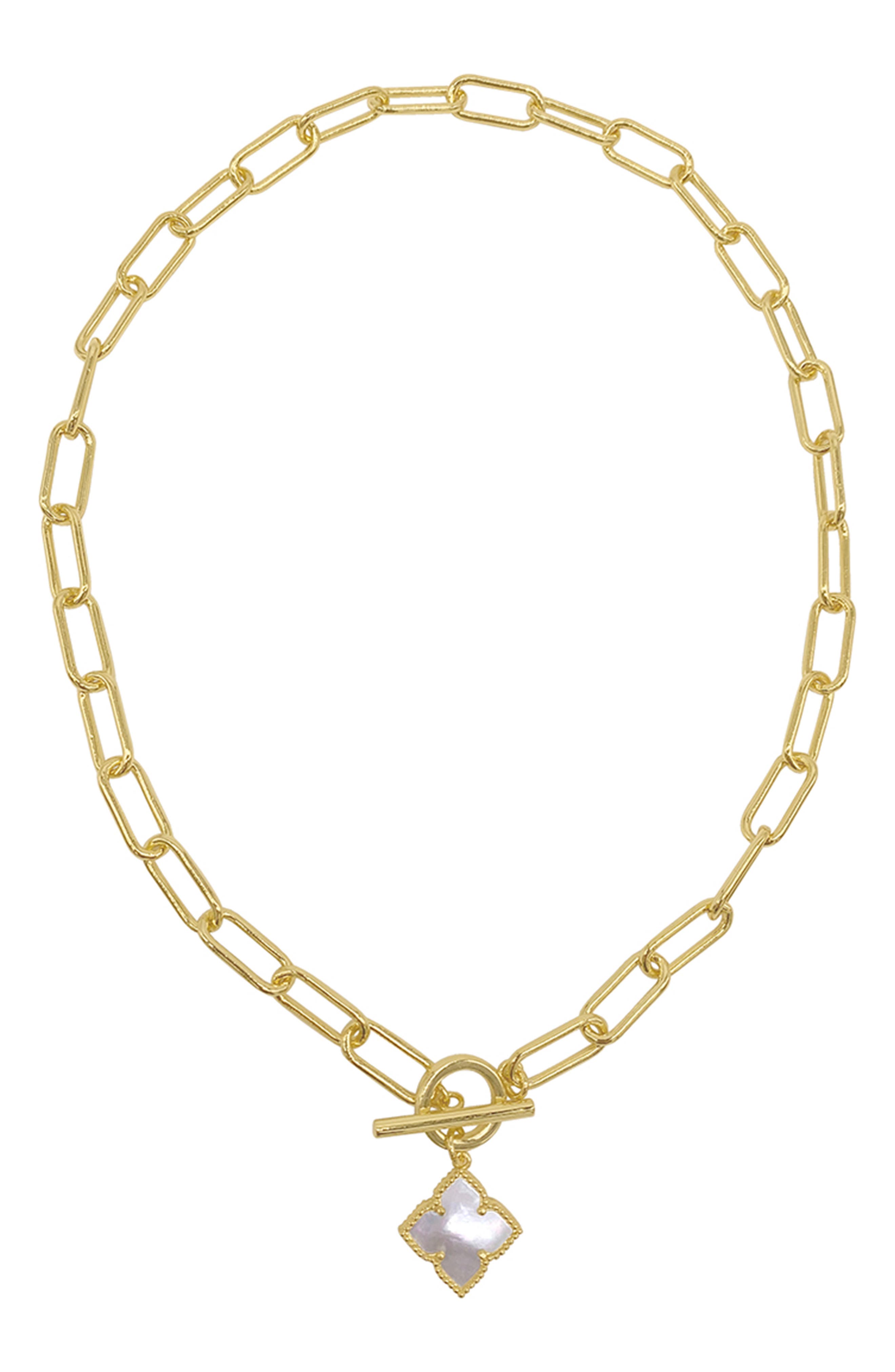 Adornia Flower White Mother of Pearl Pendant Necklace