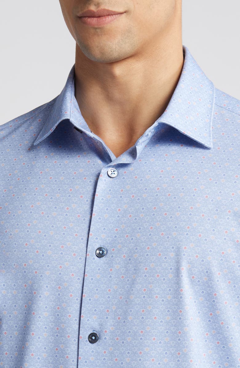 Bugatchi Miles OoohCotton<sup>®</sup> Short Sleeve Button-Up Shirt, Alternate, color,