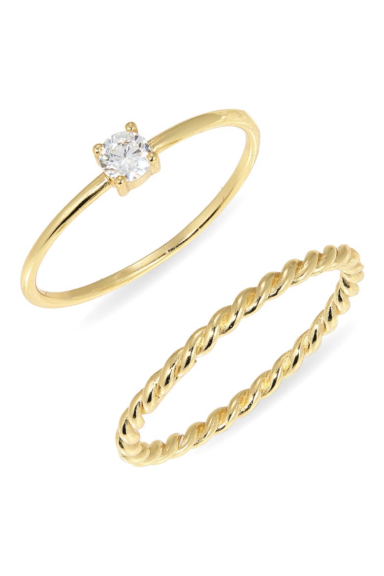 Set of 2 Solitaire Stacking Rings, Main, color, GOLD