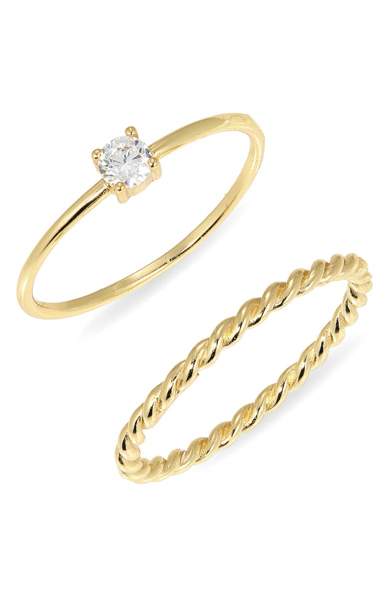 ARGENTO VIVO Set of 2 Solitaire Stacking Rings, Main, color, Gold