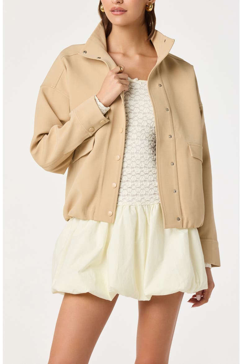 Funnel Neck Bomber Jacket, Alternate, color, TAN
