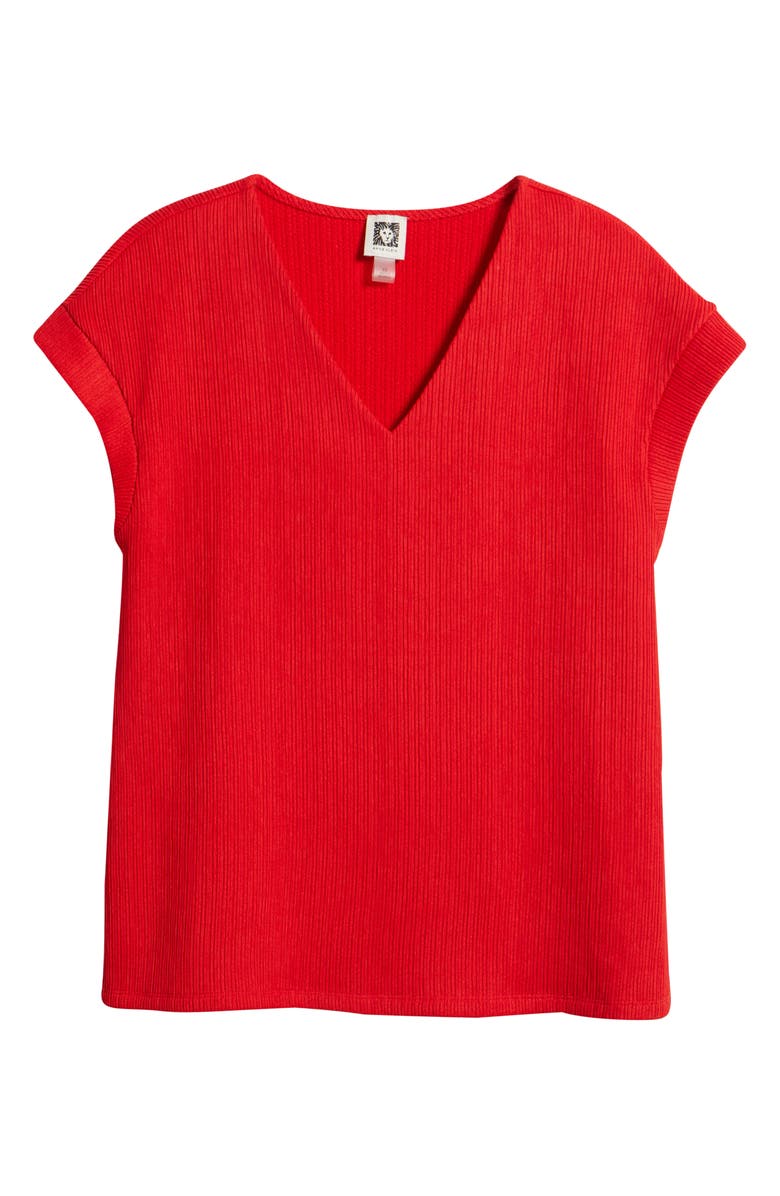 Anne Klein Knit V-Neck Top, Alternate, color, Begonia Red