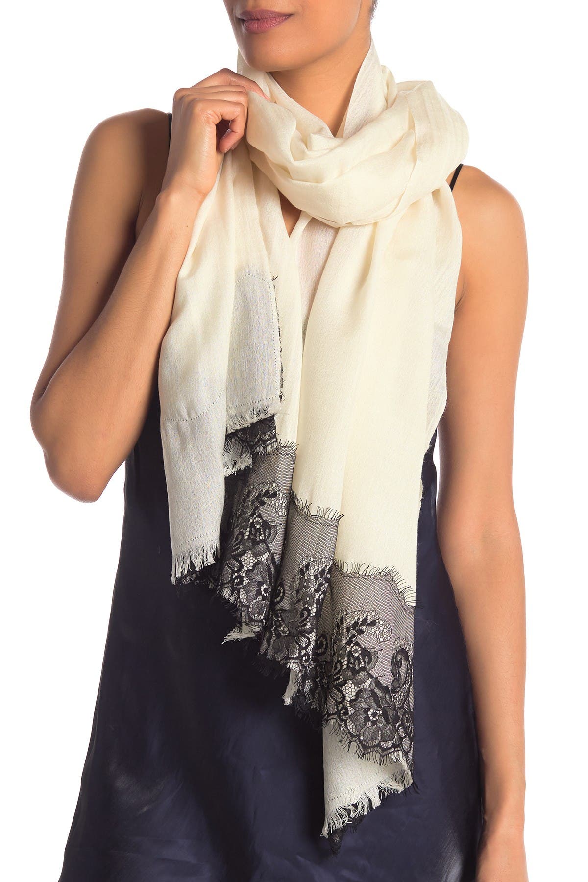 Wool Silk Blend Lace Scarf