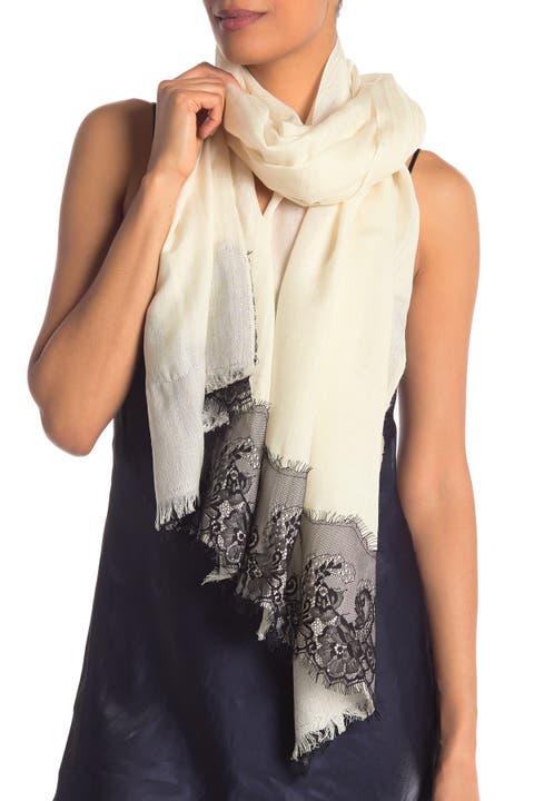 Wool Silk Blend Lace Scarf