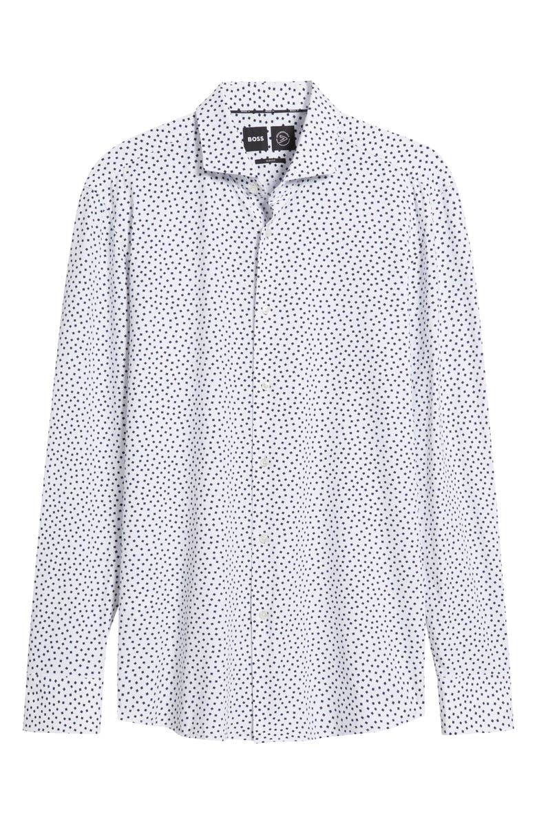 BOSS Hank Slim Fit Performance Stretch Dress Shirt, Alternate, color, Open White