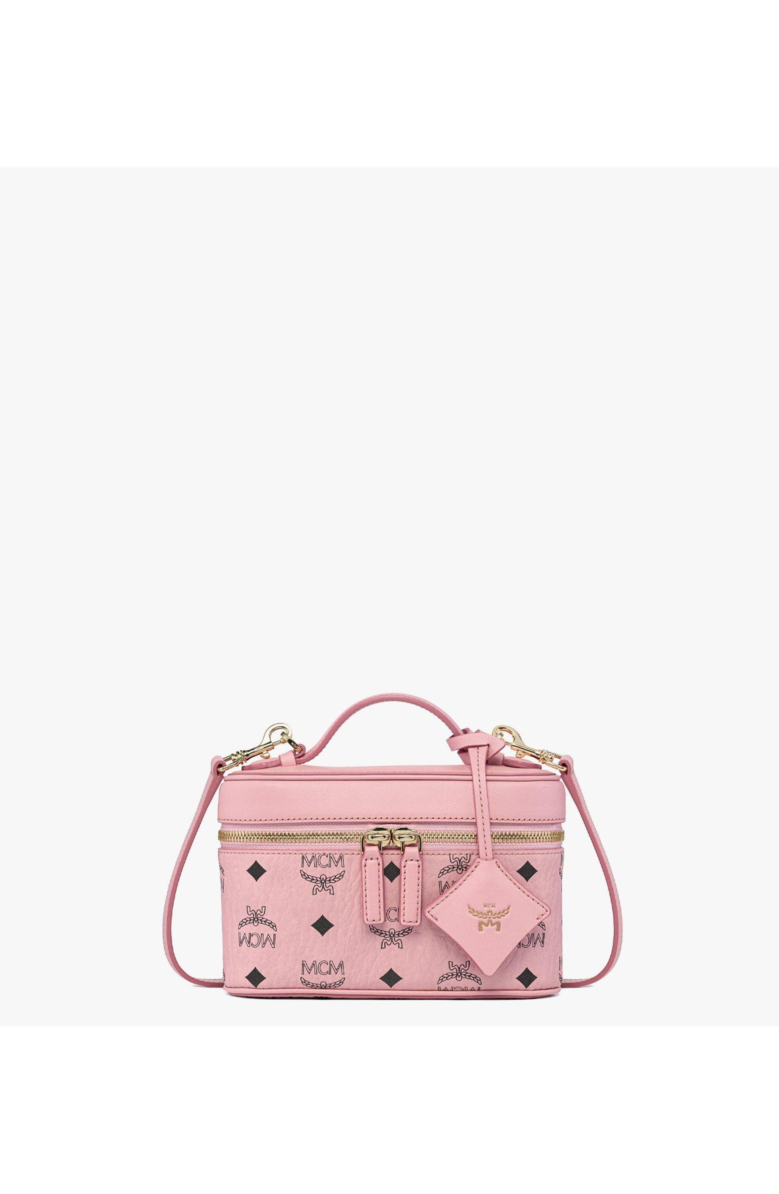 MCM Aren Vanity Case in Visetos Leather Mix, Main, color, Soft Pink