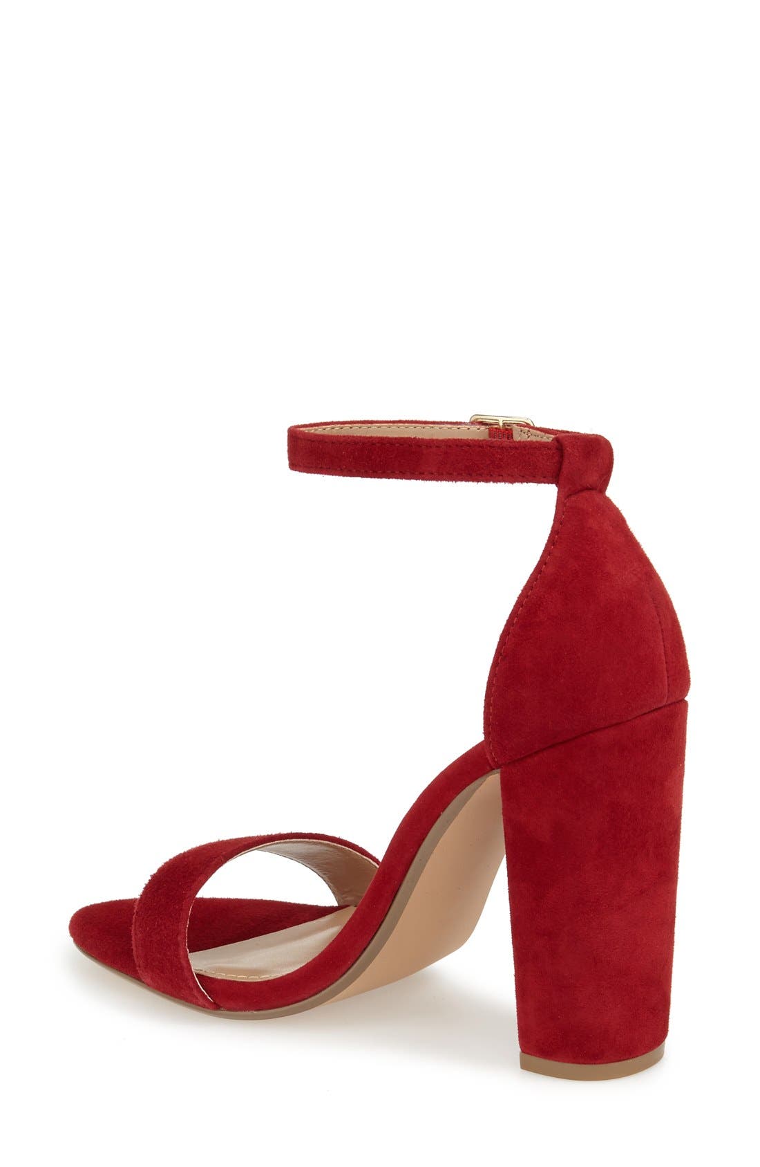 Carrson Ankle Strap Sandal, Alternate, color, DARK RED SUEDE