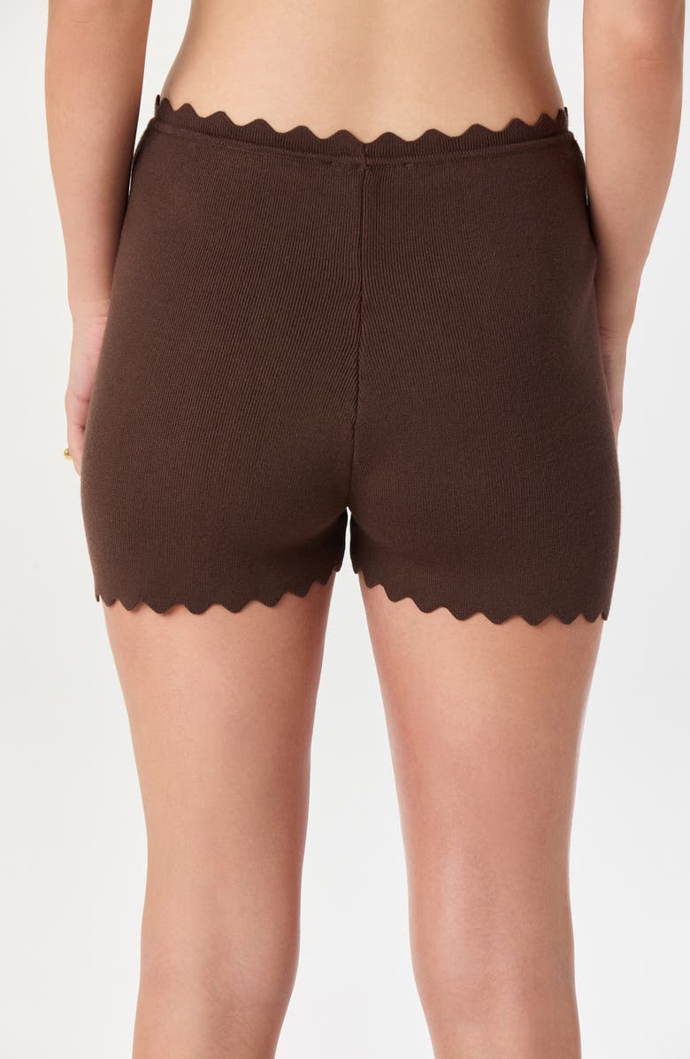 ASTR the Label Scalloped Edge Knit Shorts, Alternate, color, Brown