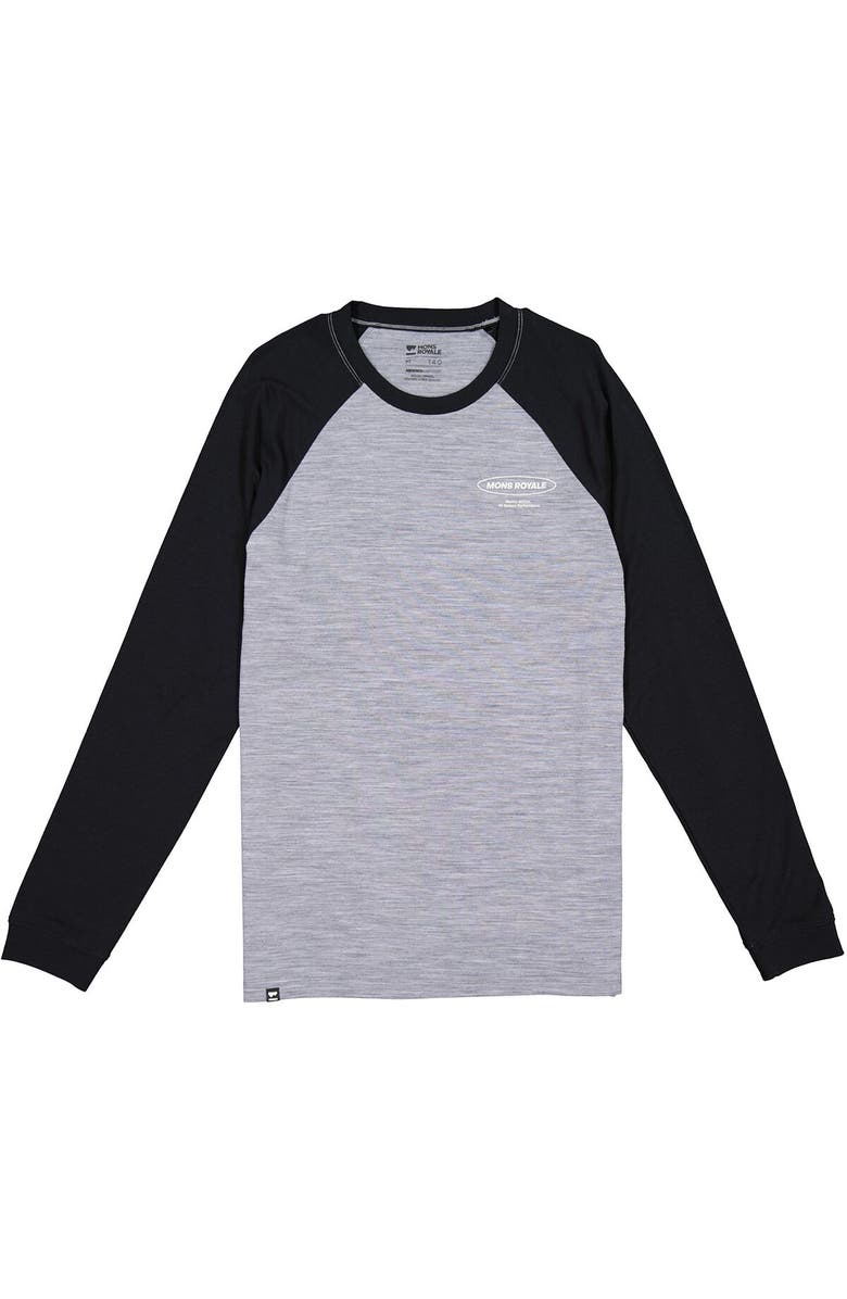Mons Royale Icon Raglan Top - Men's, Alternate, color, Grey Heather/Black