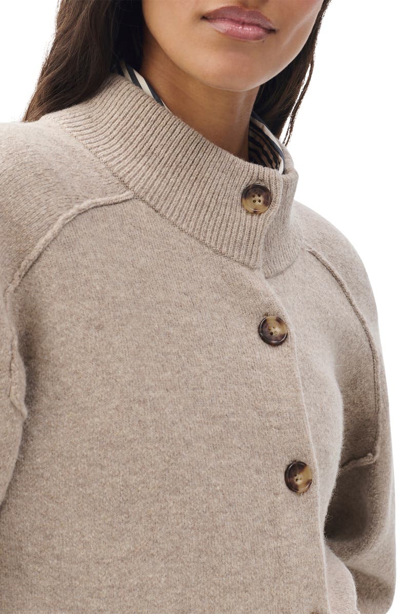 rag & bone Bridget Mock Neck Wool Blend Cardigan, Alternate, color, Taupe