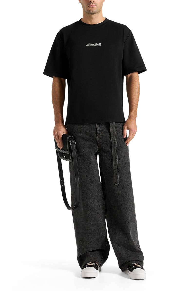 Manière De Voir Unisex Signature Relaxed Fit Cotton T-Shirt, Alternate, color, Black