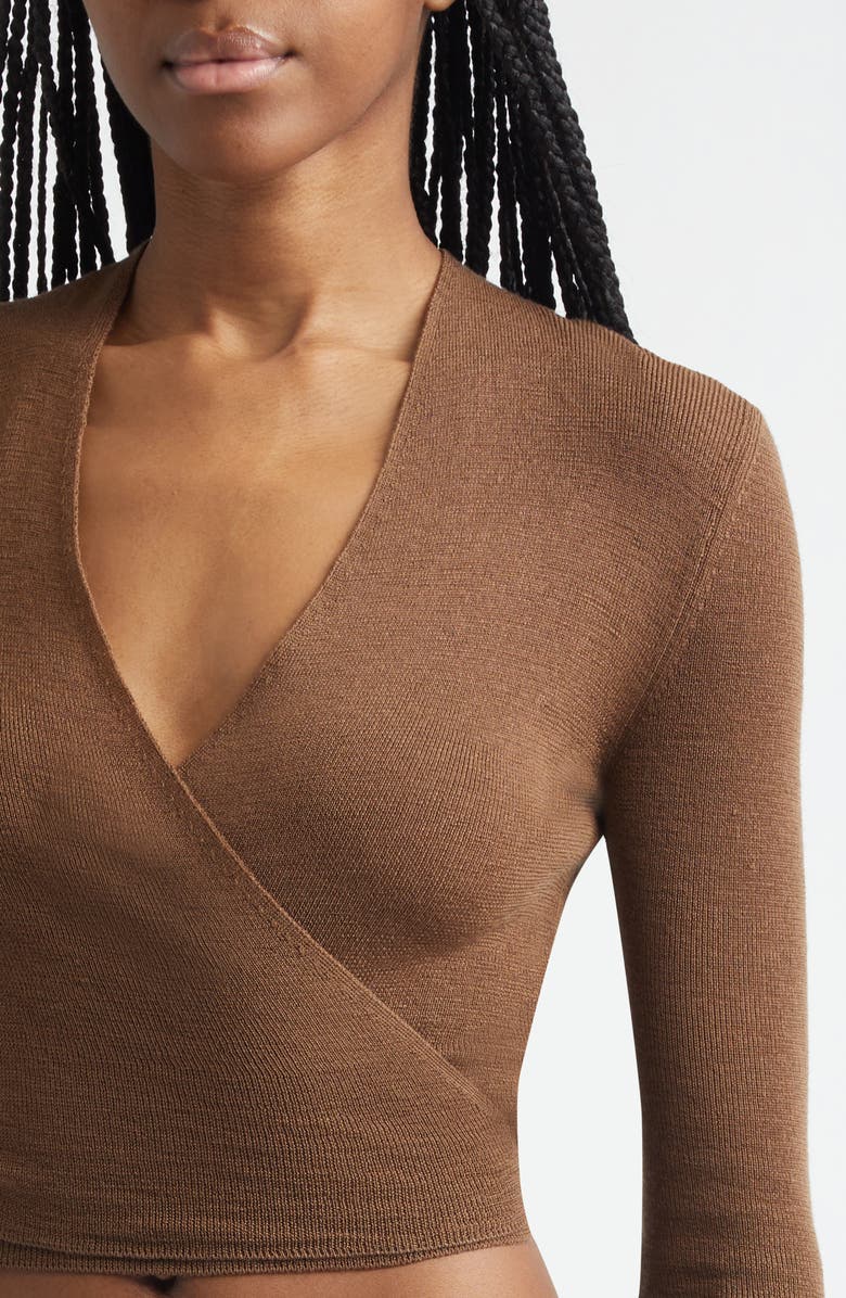 Haikure Carla Tie Hem Sweater, Alternate, color, Cacao