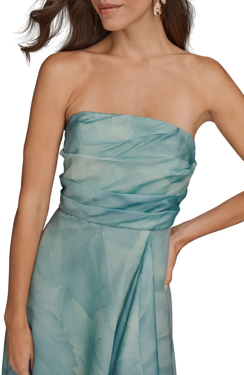Donna Karan New York Abstract Floral Strapless Gown, Alternate, color, Sea Mist Multi