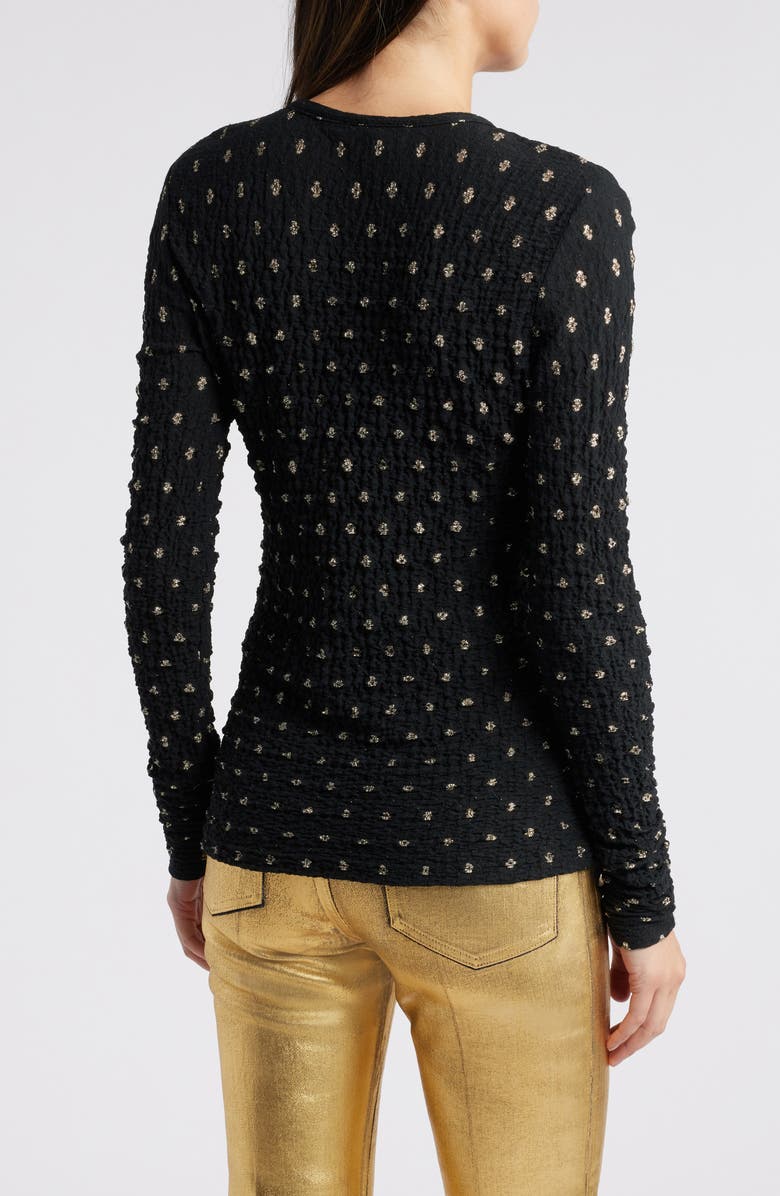 FRAME Metallic Textured Mesh Top, Alternate, color, Black Multi