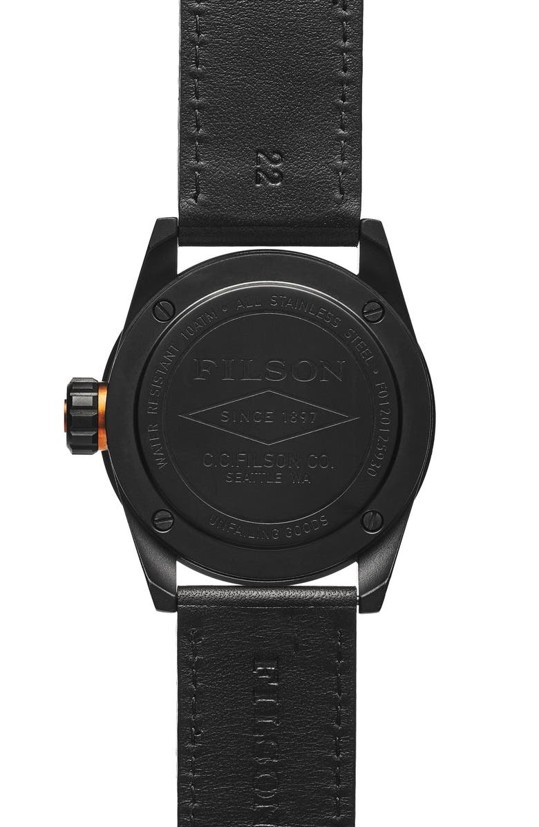 Filson Field Leather Strap Watch, 41mm, Alternate, color, 