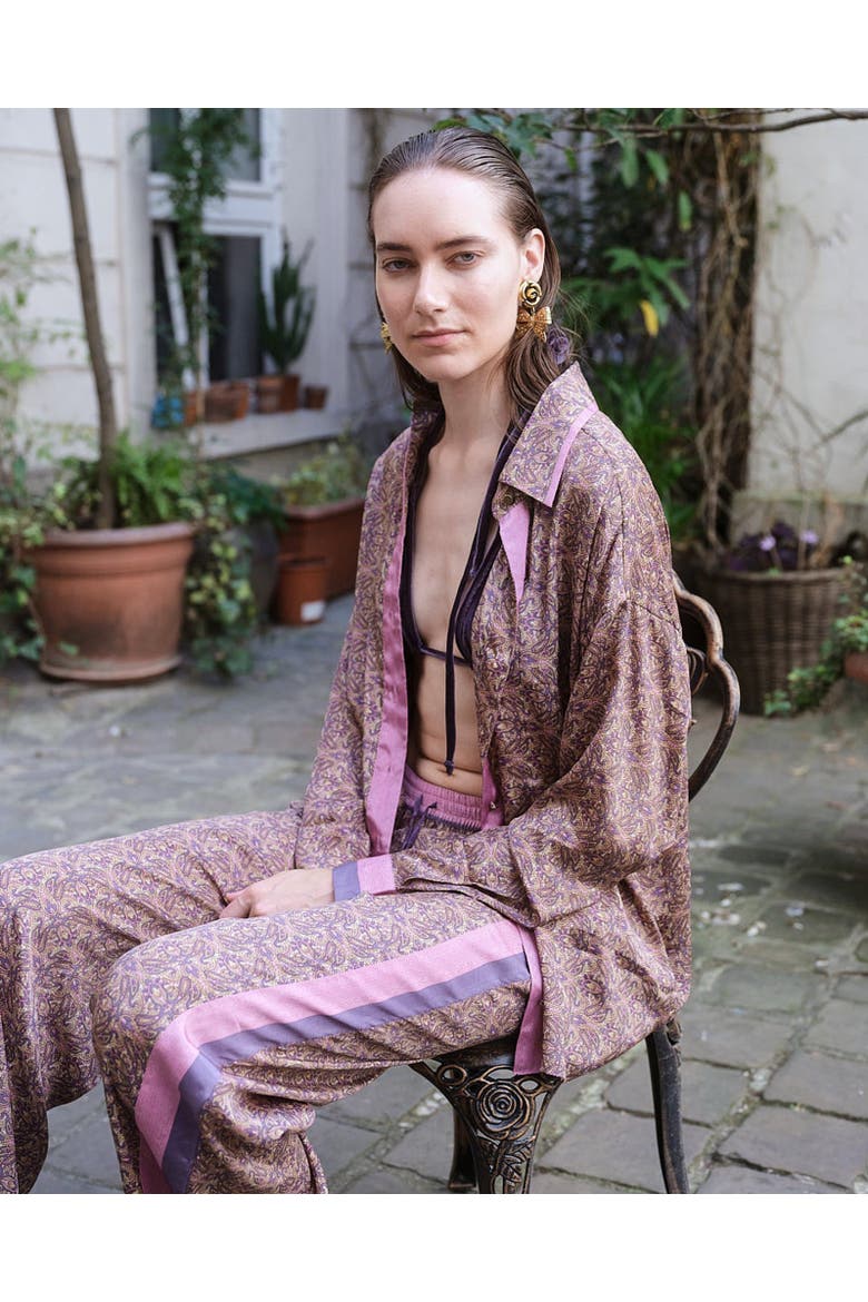 Paisley Motif Pant With Stripe, Alternate, color, Lilac