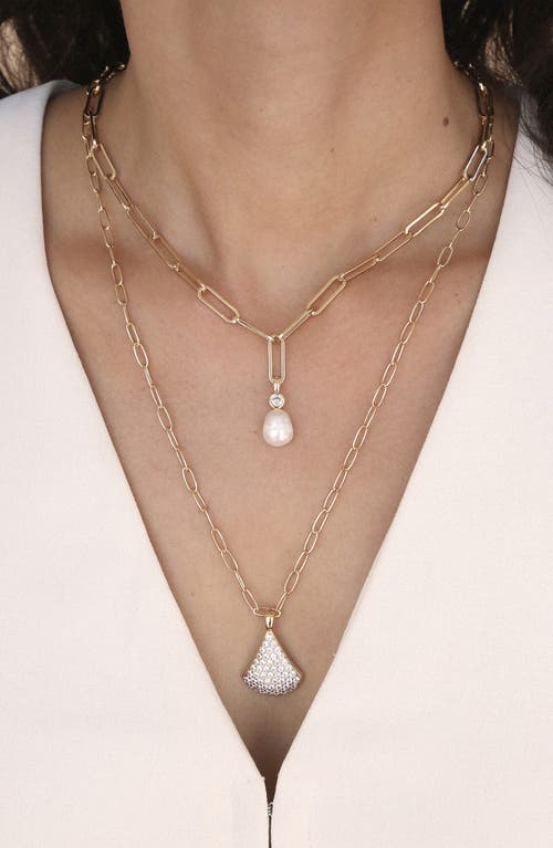Ettika Layered Teardrop & Freshwater Pearl Charm Necklace In Gold