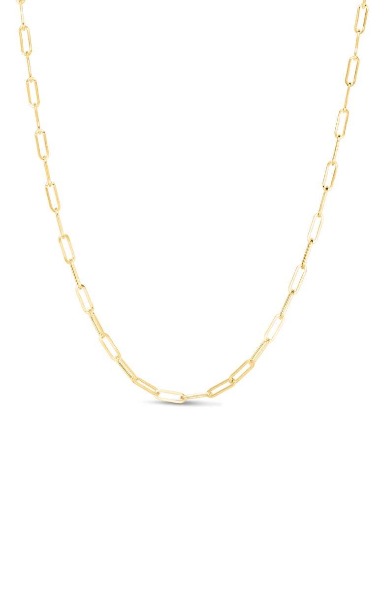 Queen Jewels 14K Gold Paper Clip Chain Necklace, Main, color, Gold