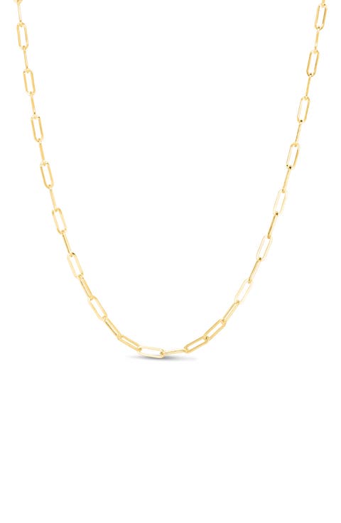 14K Gold Paper Clip Chain Necklace